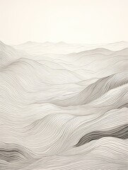 Obraz premium Minimalist Nature Sketches: Clean Desert Lines in Exquisite Desert Landscape Art