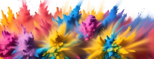 Fototapeta na wymiar Multicolored explosion of rainbow holi powder paint isolated on white background.