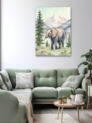 Majestic Mountain Wildlife Watercolors: Forest Wall Art Canvas Print