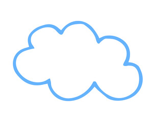 Cloud hand painted with brush. Doodle cloud icon. Png clipart isolated on transparent background