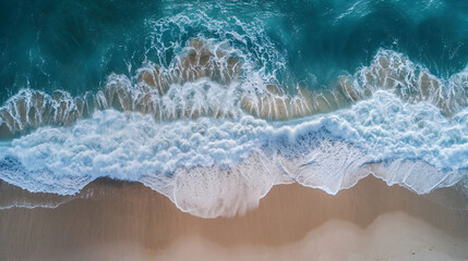 Fototapeta na wymiar Aerial view of beach with waves