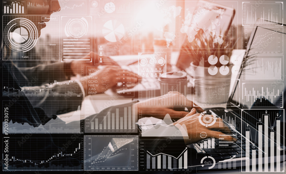 Aufkleber big data technology for business finance analytic concept. modern interface shows massive informatio