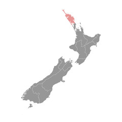 Northland Region map, administrative division of New Zealand. Vector illustration.