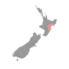 Hawkes Bay Region map, administrative division of New Zealand. Vector illustration.