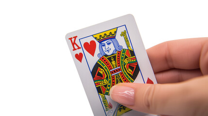 king of hearts poker hand being revealed, transparent background