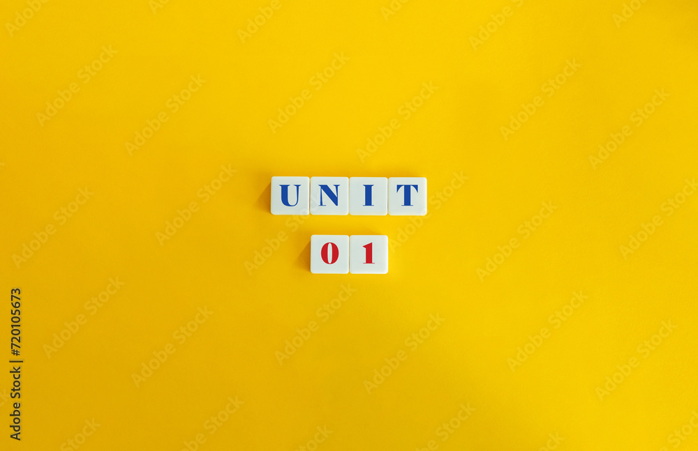Canvas Prints unit 1. text on block letter tiles and icon on flat background. minimalist aesthetics.