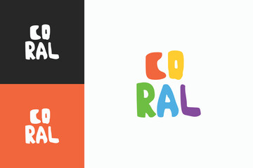cartoon iconic coral logo type design vector illustration with elegant, modern and colorful styles