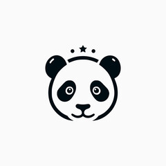 Panda bear silhouette logo design vector template