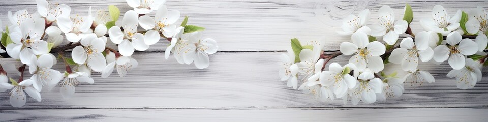 Spring background with white blossoms, flooring concept