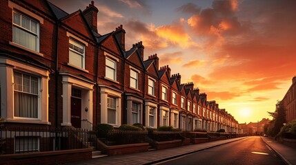 Fototapeta premium Modern terraced houses during sunset