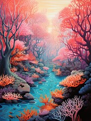 Fototapeta na wymiar Vibrant Coral Forests: Capturing Nature's Fish-Filled Tapestry