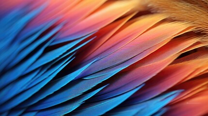 Super macro detail to a colorful bird feathers