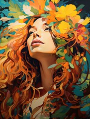 Vibrant Earth Tones: Nature Artwork with Pop Art Contrasts - Unique Digital Image