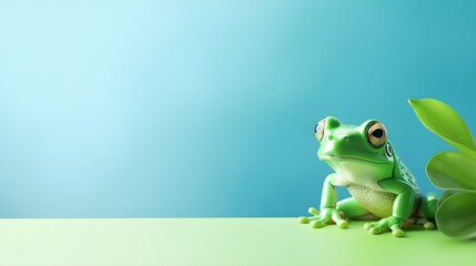 frog sitting on a leaf generative ai - obrazy, fototapety, plakaty