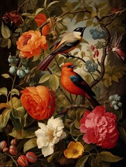 Victorian Vintage: Botanical and Bird Combinations in Classic Flora Fauna Paintings