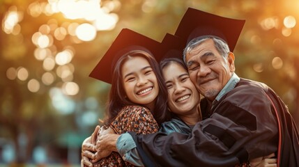 Hug, graduation and graduate, women and education achievement, success on university campus and certificate with academic goals reached. College, student and graduating ceremony, event and degree.