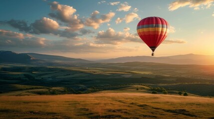Fototapeta premium Colorful hot air balloons flying over mountain
