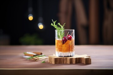 manhattan cocktail, cherry garnish, stirred