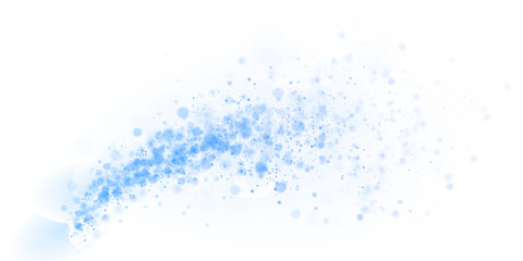 Magic blue wind picture with festive theme isolated on a transparent background. Blue comet picture with sparkling stars and dust. Format PNG	
