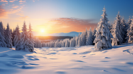 winter panorama on the forest. Winter landscape