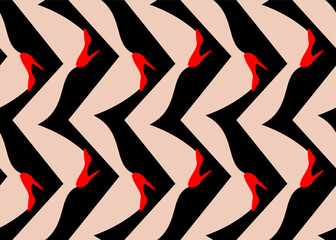 Women's legs pattern seamless. Cabaret feet background - 720113679