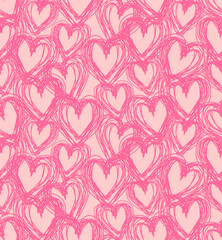 Love hand drawing pattern seamless. Heart hand drawing background. Valentine's Day texture - 720113681