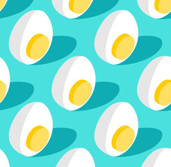 Half boiled egg pattern seamless. Egg yolk and white background. Ornament of kids fabric - 720113683