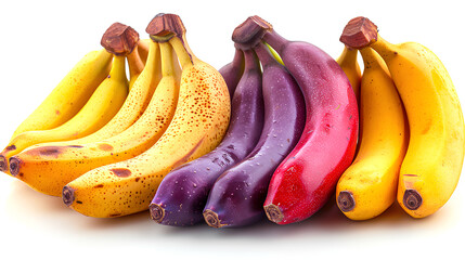View of Delicious fresh Fruit and colorful Banana on a white background - obrazy, fototapety, plakaty