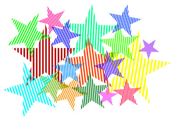 formes en étoiles multicolores sur fond transparent