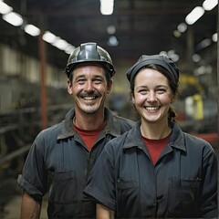 Group of smiling worker standing together at logistic distribution warehouse, Teamwork concept