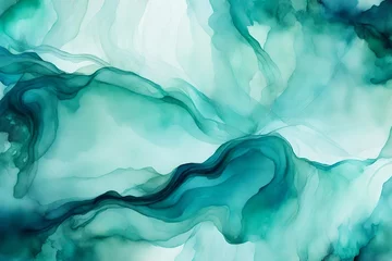 Papier Peint photo Lavable Cristaux a visually pleasing image of a watercolor wash in shades of aqua and teal