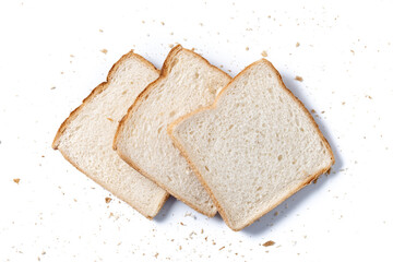 Sliced white bread isolated on white background.
