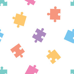 Naklejka premium Seamless pattern with colorful puzzle pieces