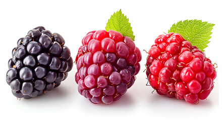 View of Delicious fresh Fruit and colorful Blackberry on a white background