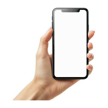 Close up of woman hand holding modern smart phone mockup