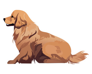 Dog of colorful set. The Labrador's cartoon design takes center stage, highlighting its pose and character, ideal for projects related to pets lovers on the white background. Vector illustration.