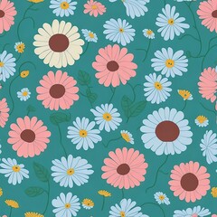 Obraz premium seamless of various color flowers pattern; 