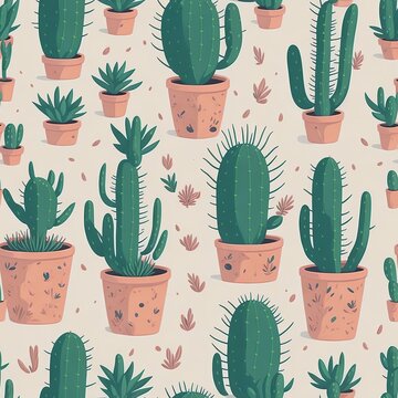 seamless pattern of graffic cactus