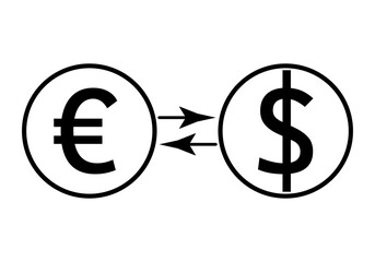 Intercambio de divisas de euro a dolar.