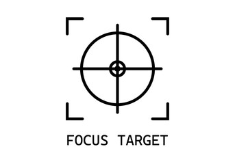 Icono de búsqueda de un objetivo en fondo blanco.