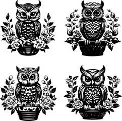 owl silhouette, owl png, owl svg, bird png, bird svg, owl vector, bird vector, animal, cartoon, owl, set, vector, bird, icon, cat, illustration, dog, cute, baby, funny, head, fun, bear, character, pan