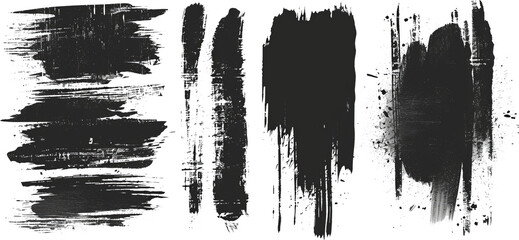 Stroke. Set of Black Ink Strokes. Grunge Dirty Stylish Elements - obrazy, fototapety, plakaty
