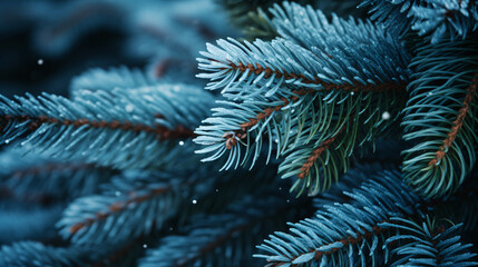 Branches of a beautiful blue spruce or pine close up