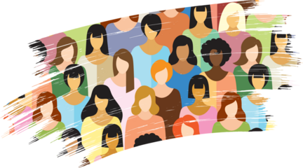 set of women makes up abstract background in grunge style