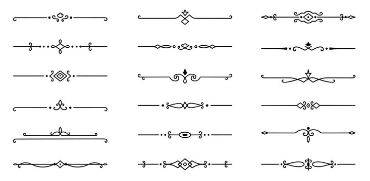 Text dividers doodle set. Wedding decorative elements. Divider ornament, borders, lines. Hand drawn vector illustration isolated on white background