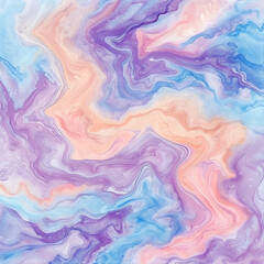 Fototapeta na wymiar Abstract watercolor-inspired gradient in pastel swirls of lavender, aqua, and peach with a grainy texture for an artistic-themed design.