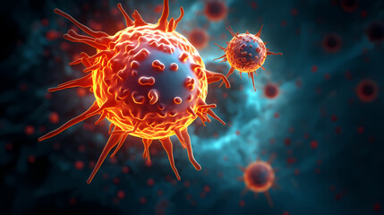 Virus cells abstract science concept, medical research background