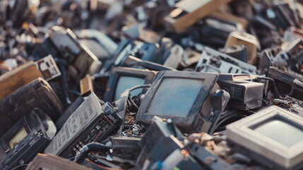 Old electronics, Upgrading gadgets, mean harming the planet. Eco-friendly electronic disposal. Outdated devices end up in a landfill