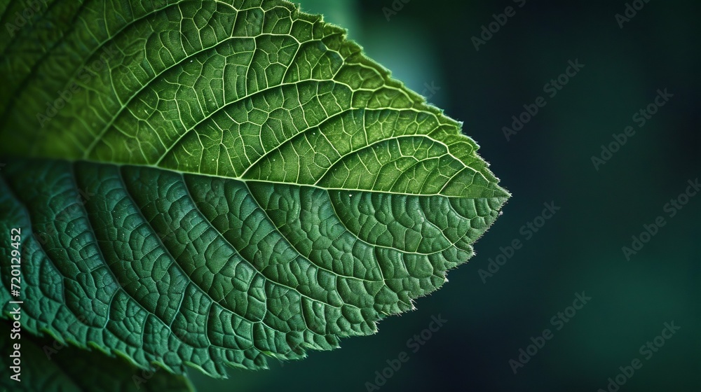 Aufkleber intricate green leaf texture in macro view. generative ai