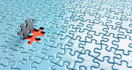 The last piece of jigsaw puzzle concept for solution and completion